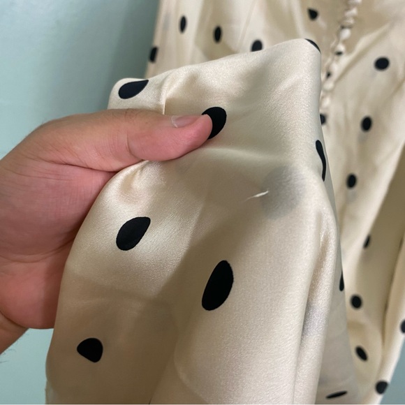 Free People Butterfly Babe Midi Dress Cream Black Polka Dot Medium Tea Combo - Picture 6 of 7